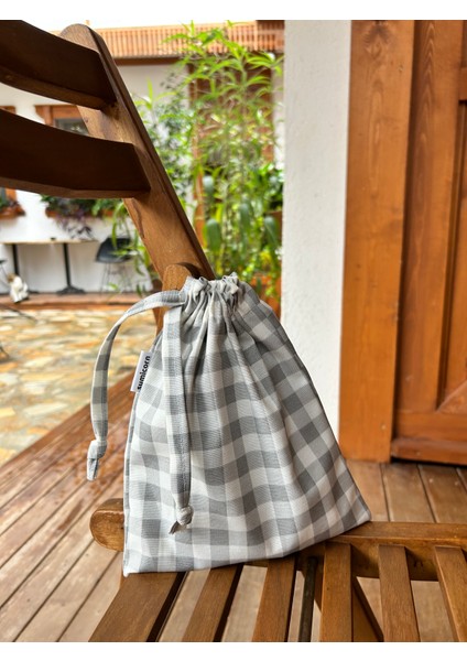 Pötikareli Çevre Dostu Bez Keten Büzgülü Ipli Düzenleyici Kese,mini Makyaj Seyahat Çantası