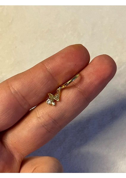 Nature Cerrahi Çelik Zirkon Taşlı Sallantılı Kelebek Helix Halka Piercing indirimleri