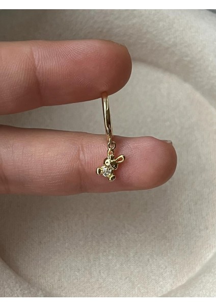 Nature Cerrahi Çelik Zirkon Taşlı Sallantılı Tavşan Helix Halka Piercing