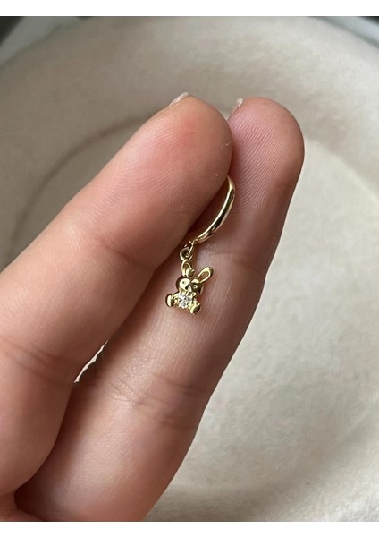Nature Cerrahi Çelik Zirkon Taşlı Sallantılı Tavşan Helix Halka Piercing