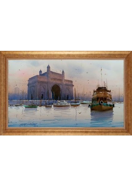 Altın Çerçeveli Paspartulu Tablo GR1362