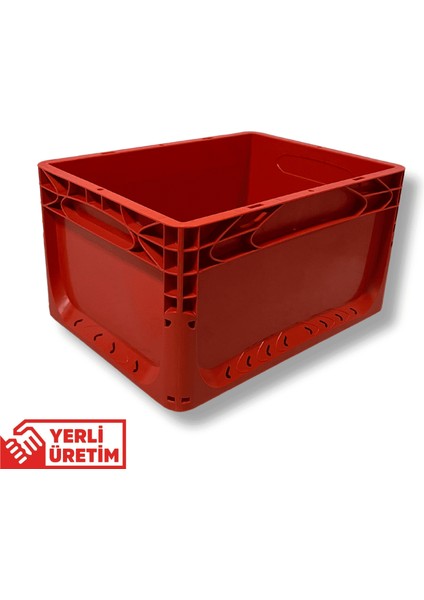 1.Kalite Kırmızı Plastik Kasa 40x30x22 cm - Kokusuz Sağlam Plastik Kutu 21 Litre