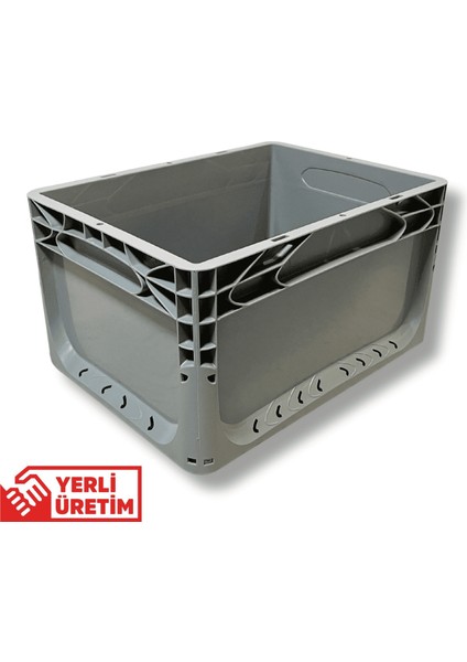 1.Kalite Gri Plastik Kasa 40x30x22 cm - Kokusuz Sağlam Plastik Kutu 21 Litre