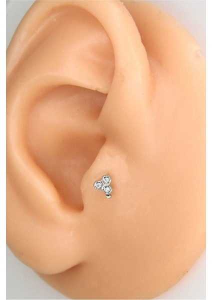 Gümüş Renk 8mm Bal Peteği Piercing Tragus Helix Kıkırdak