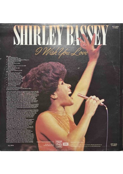 Shirley Bassey - I Wish You Love Lp Plak