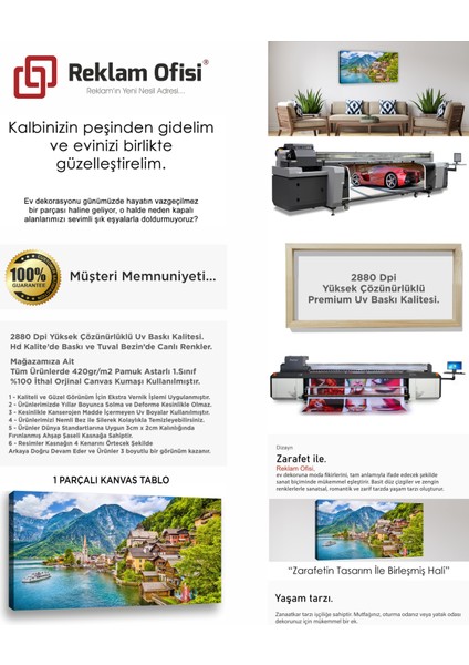 Avusturya Hallstatt, Salzburg Manzara Temalı Premium Kanvas Tablo