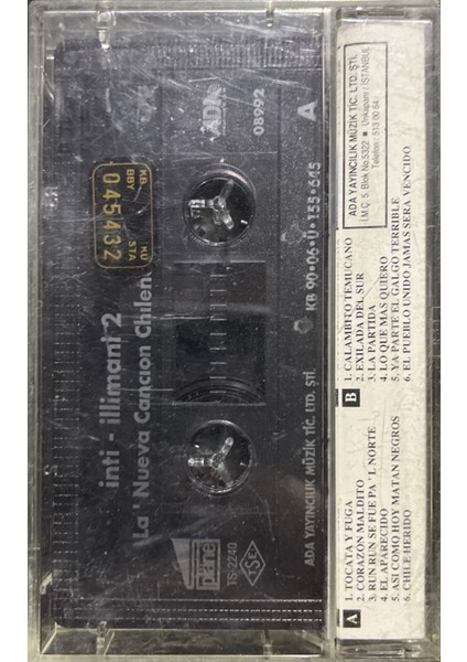 Inti-Illimani – 2 La Nueve Cancion Chilena Kaset fiyatları