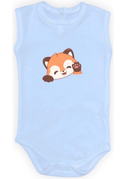 Sevimli Tilki Baskılı Bebek Body Zıbın Çıtçıtlı Badi