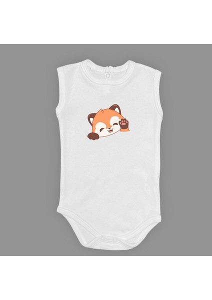 Sevimli Tilki Baskılı Bebek Body Zıbın Çıtçıtlı Badi