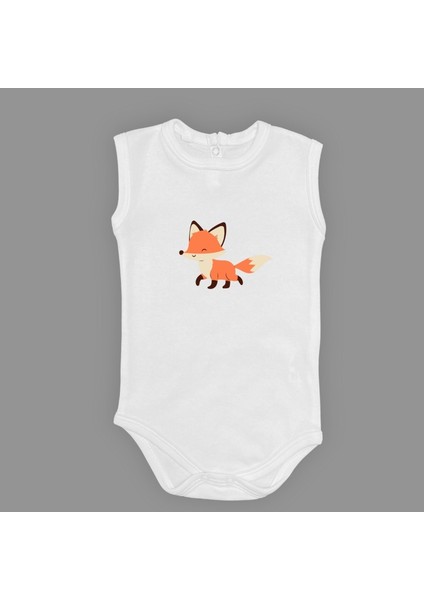 Tilki Baskılı Bebek Body Zıbın Çıtçıtlı Badi