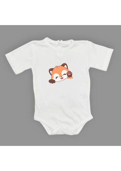 Sevimli Tilki Baskılı Bebek Body Zıbın Çıtçıtlı Badi