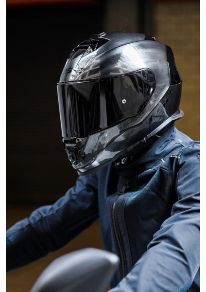 Storm 2 Jeans Siyah Vizörlü Kask