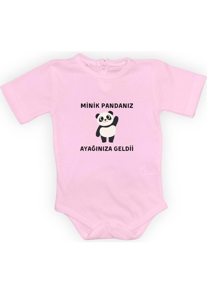 Minik Pandanız Ayağınıza Geldii Baskılı Bebek Body Zıbın Çıtçıtlı Badi