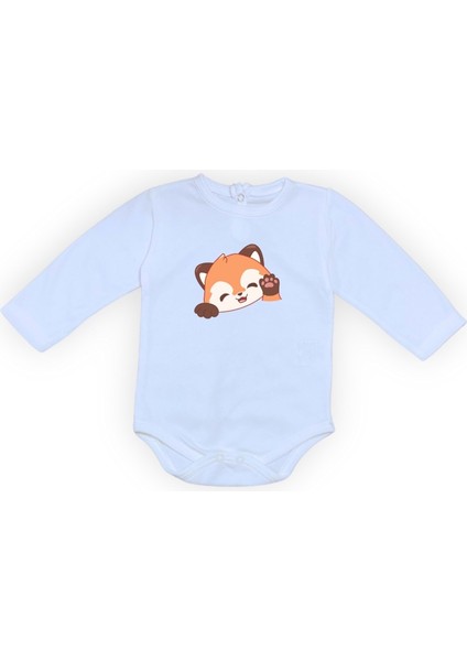 Sevimli Tilki Baskılı Bebek Body Zıbın Çıtçıtlı Badi