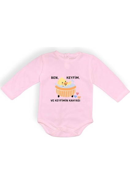 Ben Keyfim ve Keyfimin Kahyası Baskılı Uzun Kollu Bebek Body Zıbın Çıtçıtlı Badi MNK0632