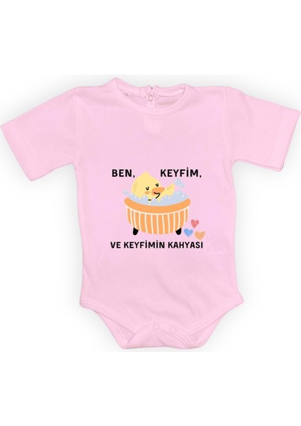 Ben Keyfim ve Keyfimin Kahyası Baskılı Kısa Kollu Bebek Body Zıbın Çıtçıtlı Badi MNK0632