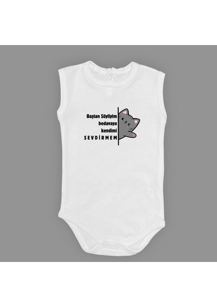 Baştan Söyliyim Kedi Baskılı Bebek Body Zıbın Çıtçıtlı Badi