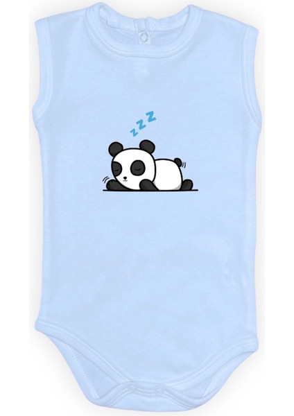 Uykucu Panda Baskılı Bebek Body Zıbın Çıtçıtlı Badi