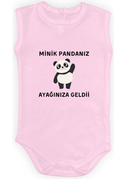 Minik Pandanız Ayağınıza Geldii Baskılı Bebek Body Zıbın Çıtçıtlı Badi