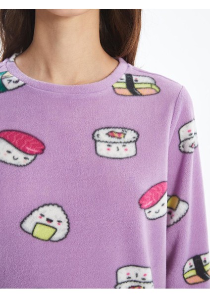 Lcw Young Bisiklet Yaka Desenli Polar Kadın Pijama Takımı modelleri