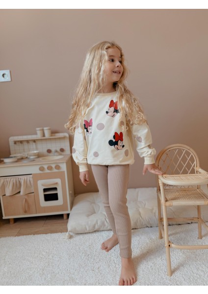 Yigit Butik Puantiye Baskılı Taytlı Kız Çocuk Alt Üst Takım modelleri