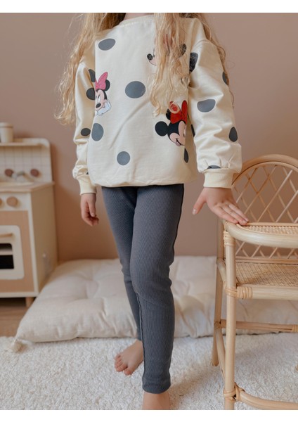 Yigit Butik Puantiye Baskılı Taytlı Kız Çocuk Alt Üst Takım fiyatları