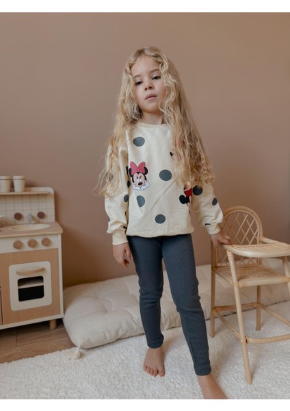 Yigit Butik Puantiye Baskılı Taytlı Kız Çocuk Alt Üst Takım modelleri