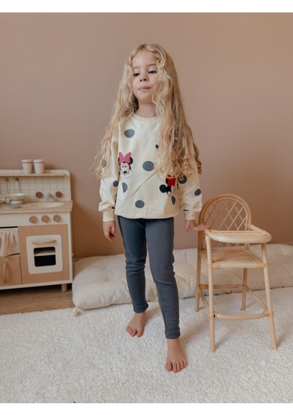 Yigit Butik Puantiye Baskılı Taytlı Kız Çocuk Alt Üst Takım fırsatları