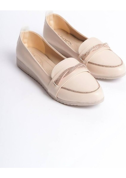 Kadın Emil Shoes Krem Taş Detaylı Günlük Babet fiyatları