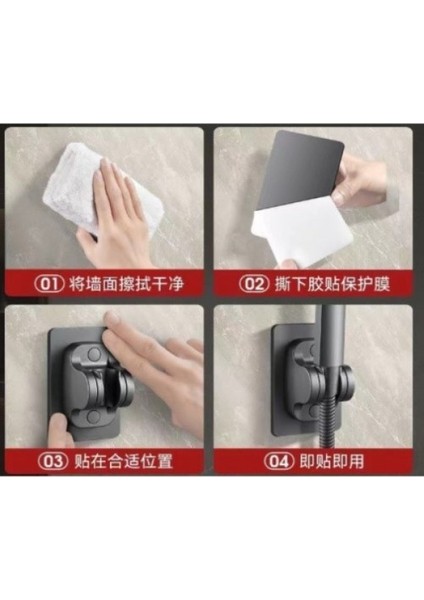 Yapışkanlı Duş Başlığı Tutucu Ayarlı Siyah fırsatları