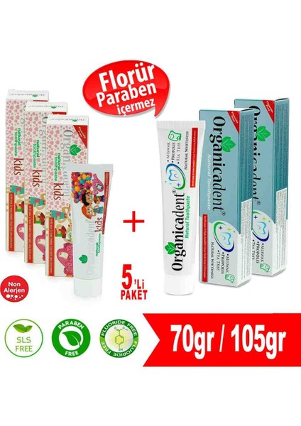 Organicadent 3 Doğal Çocuk + 2 Doğal Diş Macunu 5'li Paket fiyatları