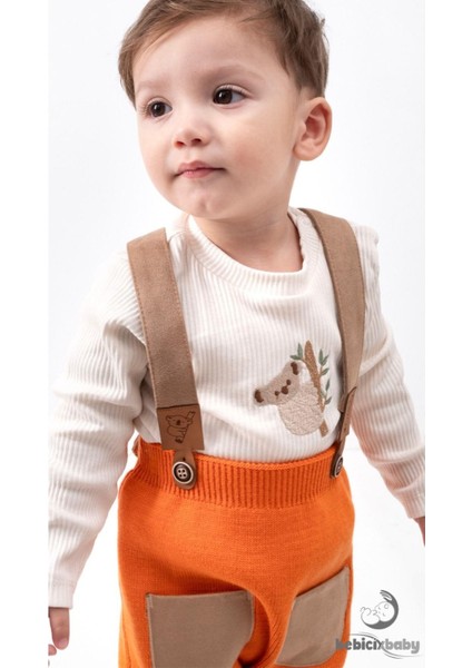Triko Çapraz Askılı Salopet Koala Figürlü Esnek Kaşkorse Badi Bereli Unisex Bebek Takım modelleri