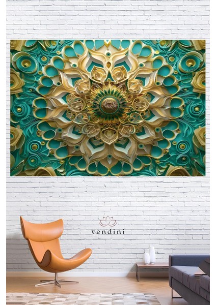 Kabartma Görünümlü Mandala Duvar Örtüsü Duvar Halısı Wall Tapestry