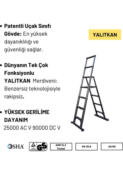 2.1m Kevlar Yalıtkan/Yüksek Gerilime Dayanıklı Çok Fonksiyonlu Merdiven 20ACKV - 105EKS