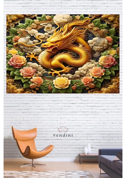 Uzakdoğu Mitolojik Ejderha Duvar Örtüsü Duvar Halısı Wall Tapestry