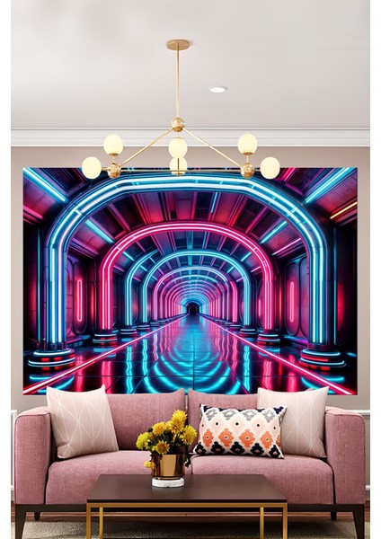 Neon Işıklı Yol Duvar Örtüsü Duvar Halısı Wall Tapestry