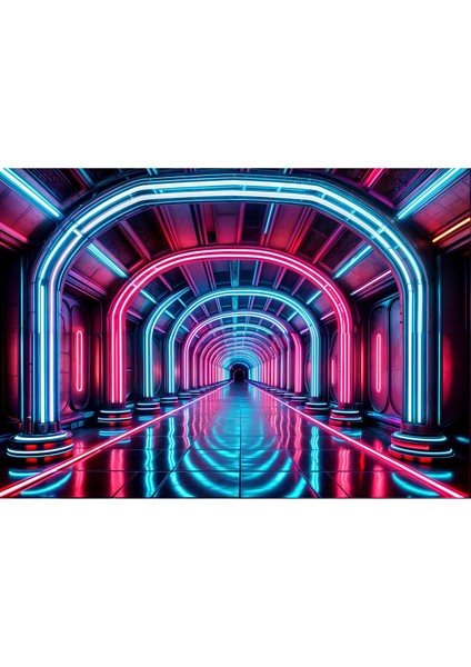 Neon Işıklı Yol Duvar Örtüsü Duvar Halısı Wall Tapestry