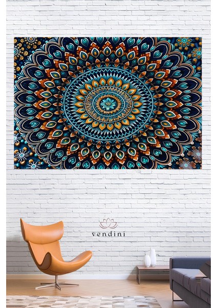 Capcanlı Renkler Mandala Duvar Örtüsü Duvar Halısı Wall Tapestry
