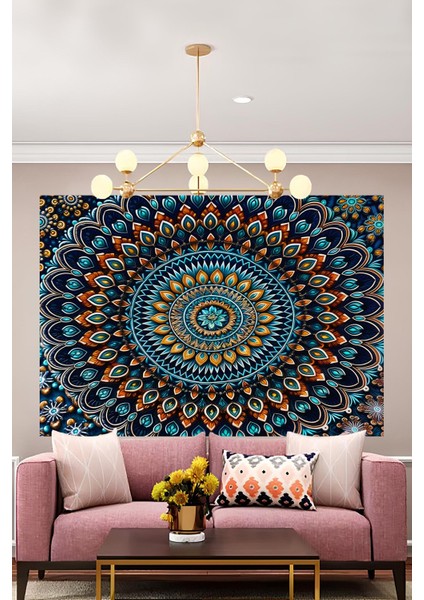 Capcanlı Renkler Mandala Duvar Örtüsü Duvar Halısı Wall Tapestry