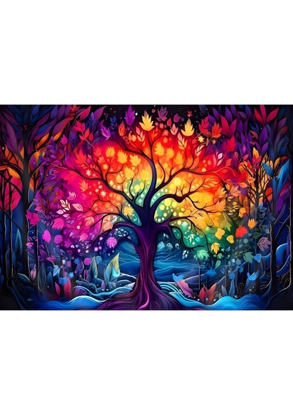 Rengarenk Düşler Ağacı Duvar Örtüsü Duvar Halısı Wall Tapestry