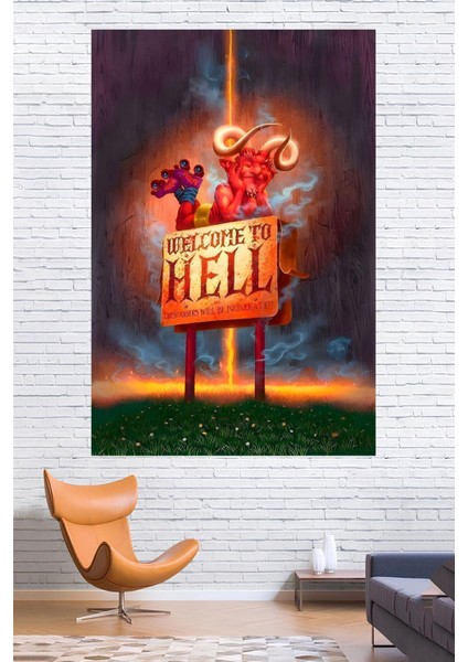 Cehenneme Hoşgeldiniz , Canlı Renkler Duvar Örtüsü Duvar Halısı Wall Tapestry