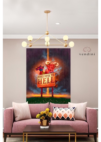 Cehenneme Hoşgeldiniz , Canlı Renkler Duvar Örtüsü Duvar Halısı Wall Tapestry