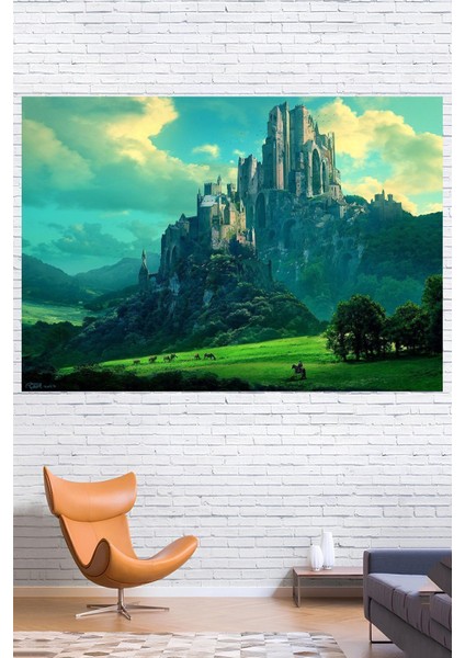 Orta Dünya Kalesi , Canlı Renkler Duvar Örtüsü Duvar Halısı Wall Tapestry