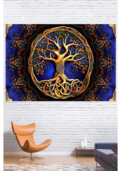 Hayat Ağacı Duvar Örtüsü Duvar Halısı Wall Tapestry