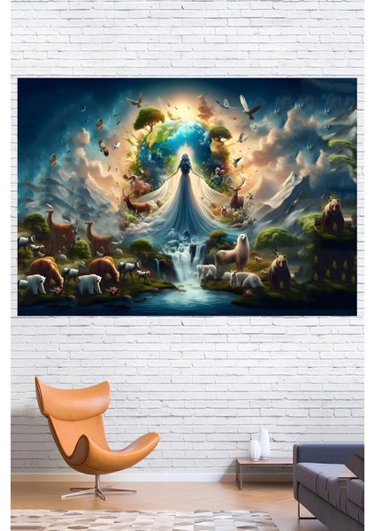 Kumaş , Yaşam Kaynağı Duvar Örtüsü Duvar Halısı Wall Tapestry