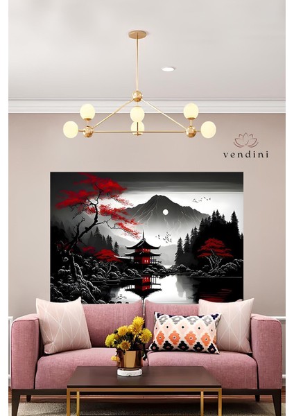 Japon Bahçesi Manzarası Duvar Örtüsü Duvar Halısı Wall Tapestry