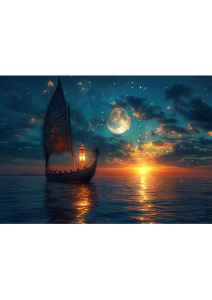 Gün Doğumunda Durgun Sularda Duvar Örtüsü Duvar Halısı Wall Tapestry