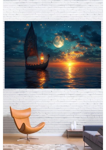 Gün Doğumunda Durgun Sularda Duvar Örtüsü Duvar Halısı Wall Tapestry
