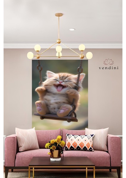 Mutlu Kedicik Duvar Örtüsü Duvar Halısı Wall Tapestry