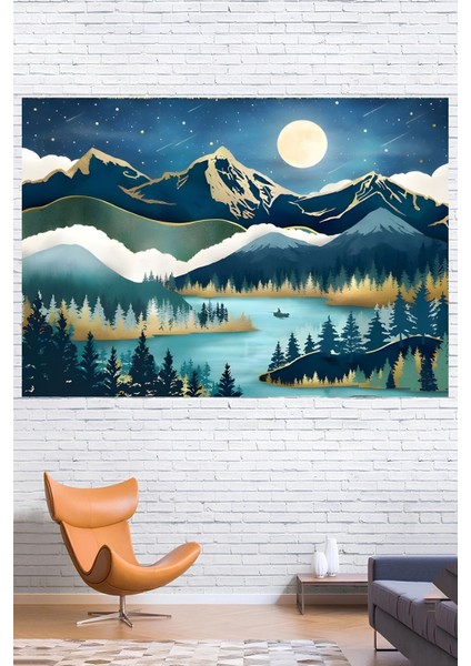 Dingin Mavi Manzara Duvar Örtüsü Duvar Halısı Wall Tapestry